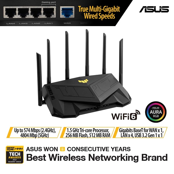 Asus TUF-AX5400 Dual Band WiFi 6 Gaming Router - Challenger Singapore