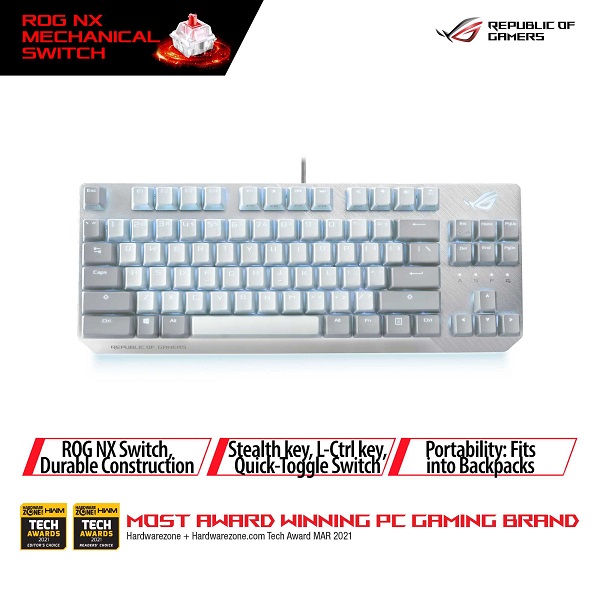 ASUS ROG STRIX SCOPE NX TKL MECHANICAL WIRED GAMING KEYBOARD (MOONLIGHT  WHITE EDITION) – Z TECH SOLUTION