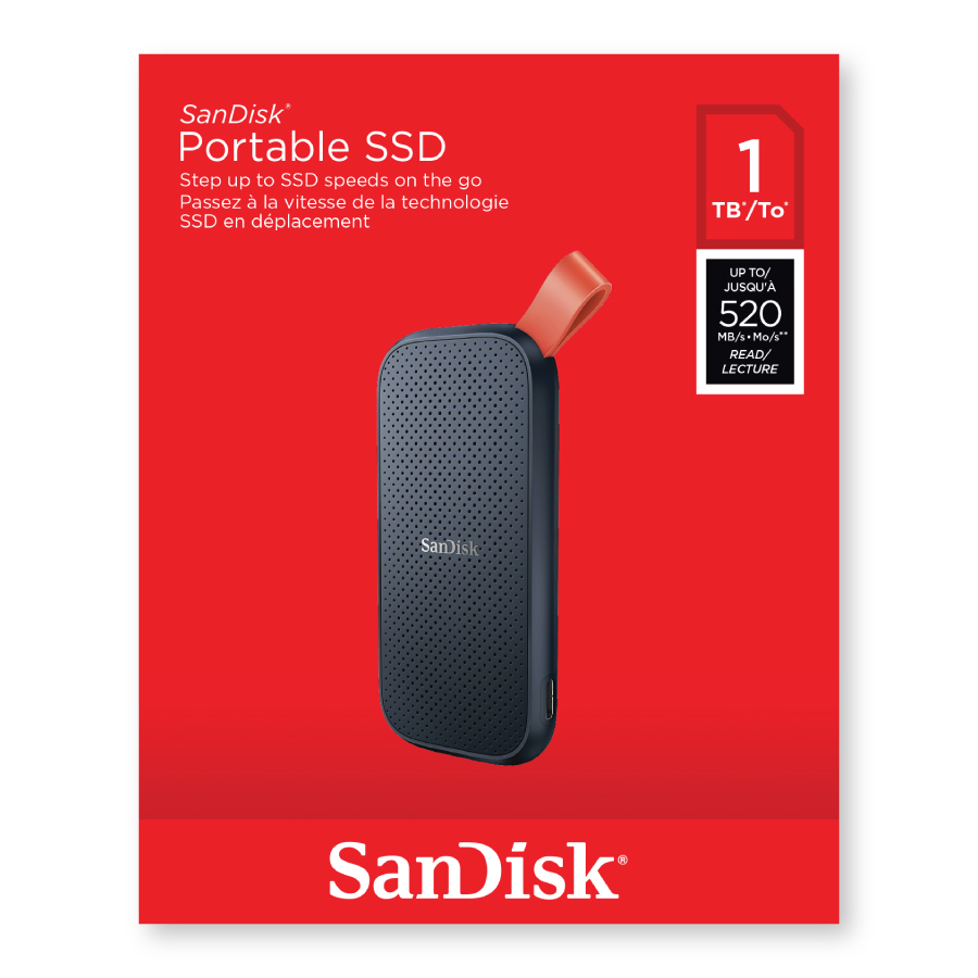 SanDisk 1TB Portable SSD, External Solid State Drive, 520 MB/s read speed -  SDSSDE30-1T00-G25