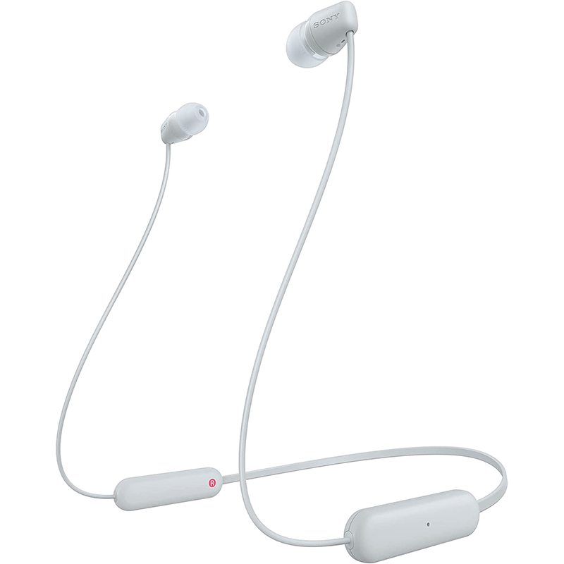 white bluetooth earphones