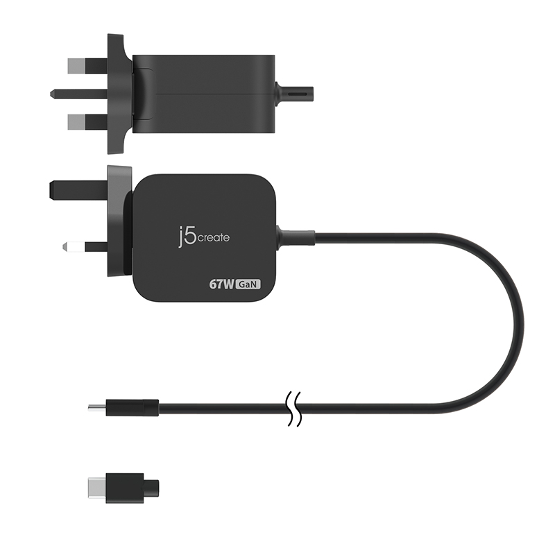 JUP1565 67W GaN PD USB-C® Mini Charger with 4.5 mm DC Converter – j5create  International