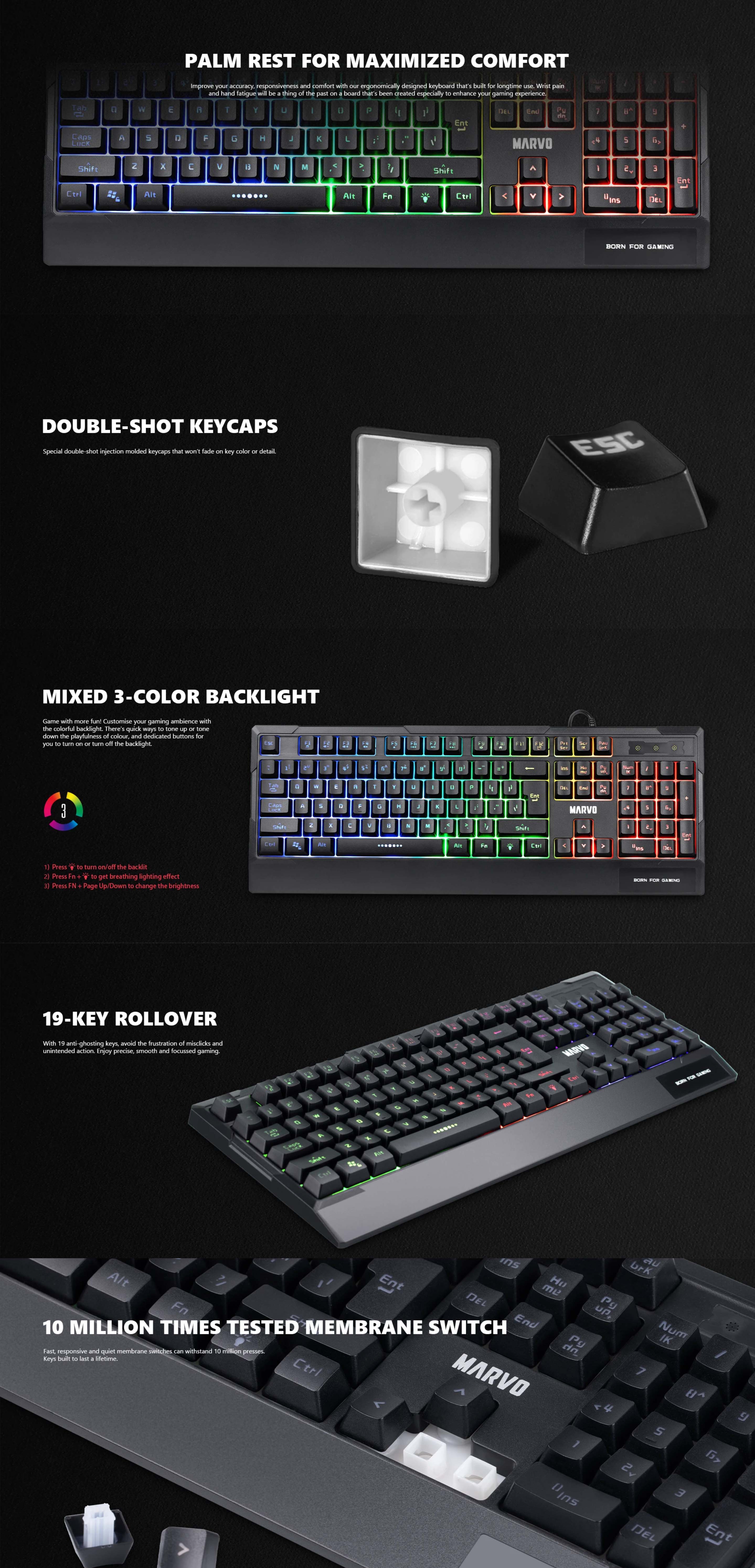 marvo k606 led gaming keyboard