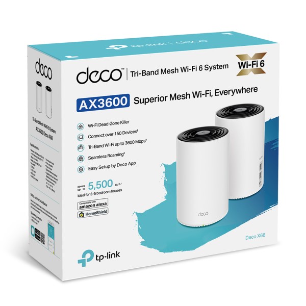 TP-Link Deco X68 (2-pack) AX3600 Whole Home Mesh Wi-Fi 6 