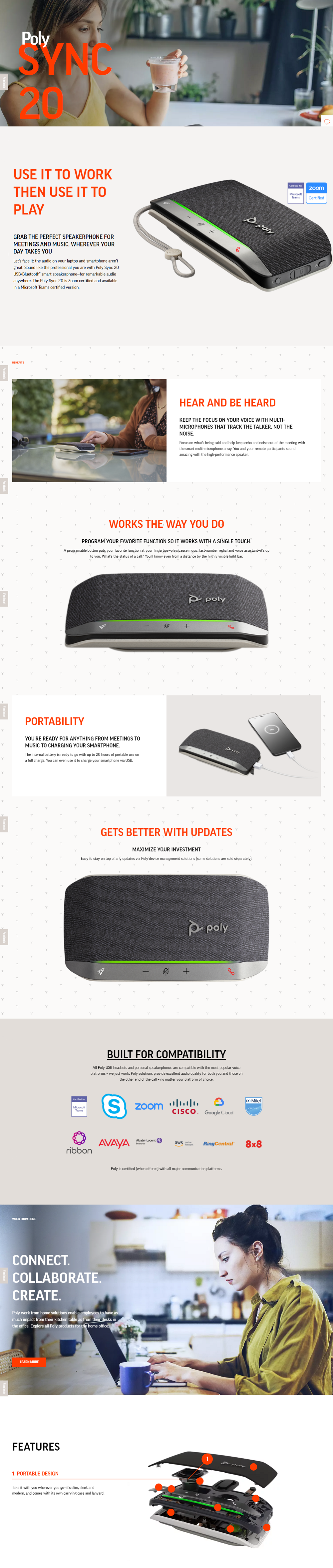 POLY SYNC 20 + 216865-01 USB-A + Bluetooth Dongle Smart Speaker -  Challenger Singapore