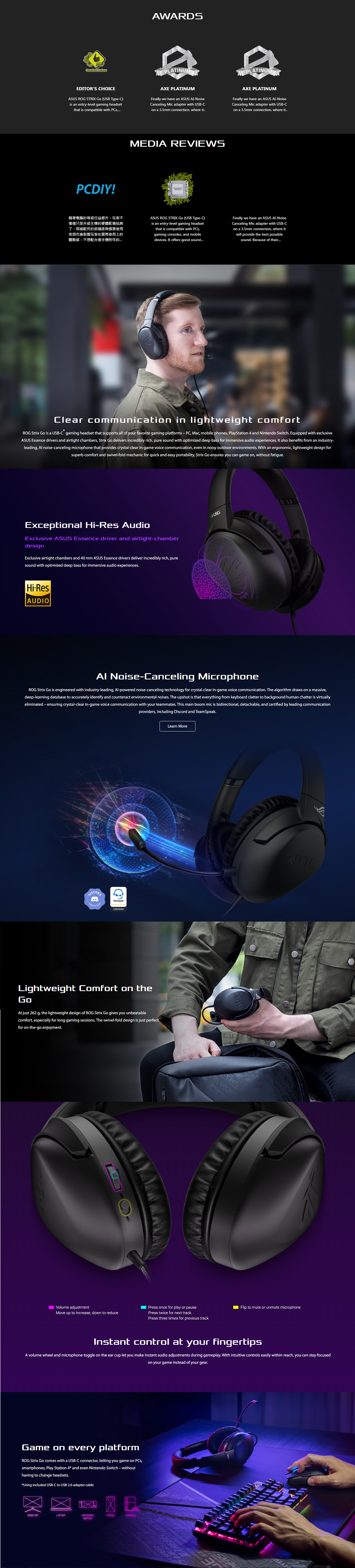 ASUS ROG Strix Go USB-C Gaming Headset - Challenger Singapore